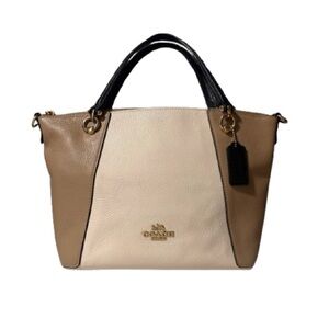Coach Cream and Tan Leather Bag